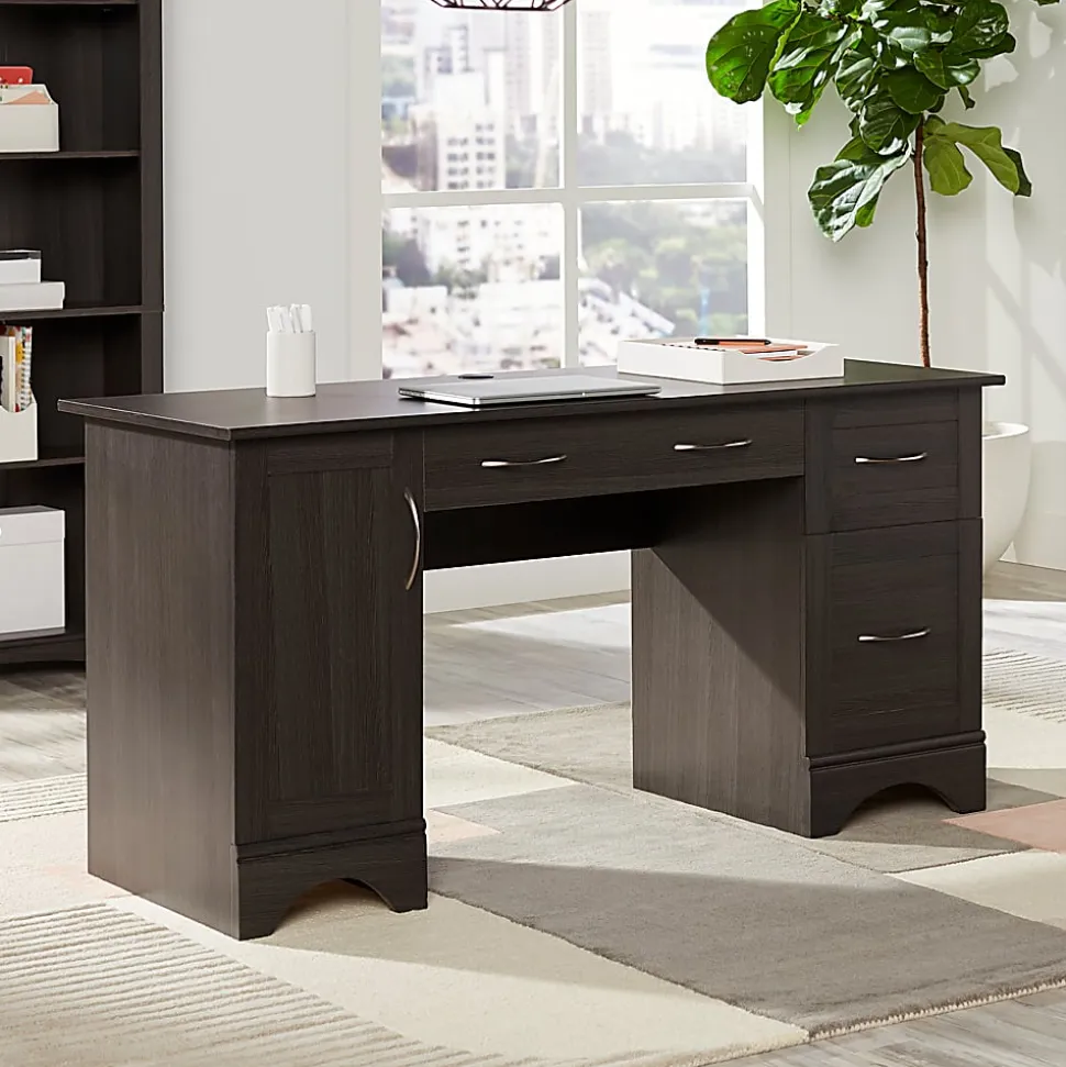 Realspace® Pelingo 60"W Computer Desk, Dark Gray