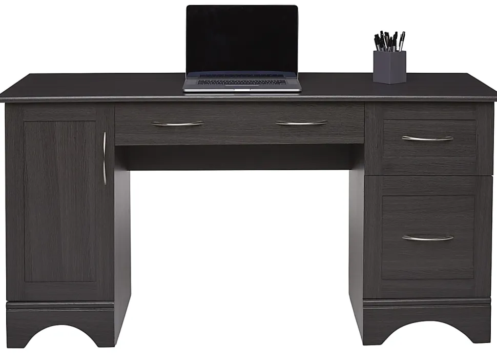 Realspace® Pelingo 60"W Computer Desk, Dark Gray