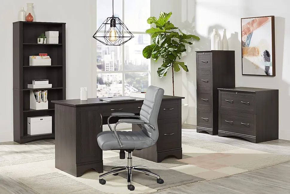 Realspace® Pelingo 60"W Computer Desk, Dark Gray