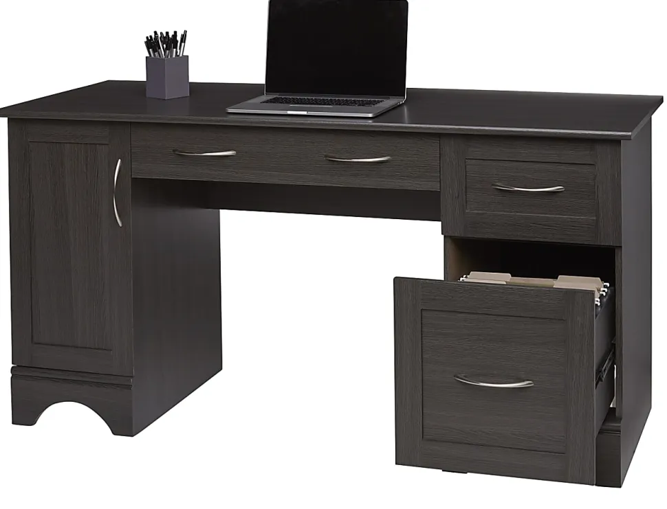 Realspace® Pelingo 60"W Computer Desk, Dark Gray