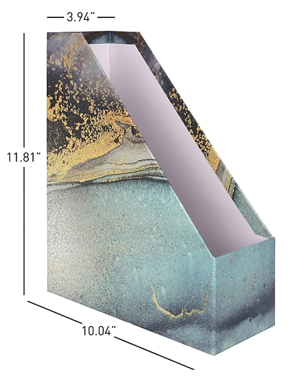 Realspace® 4-Piece Desk Accessory Set, Blue/Gold Marble
