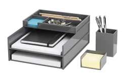 Realspace™ 5-Piece Desk Organizer Set With Antimicrobial Treatment, Gray