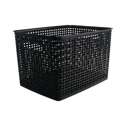 Realspace® Plastic Weave Bin, Large Size, Black