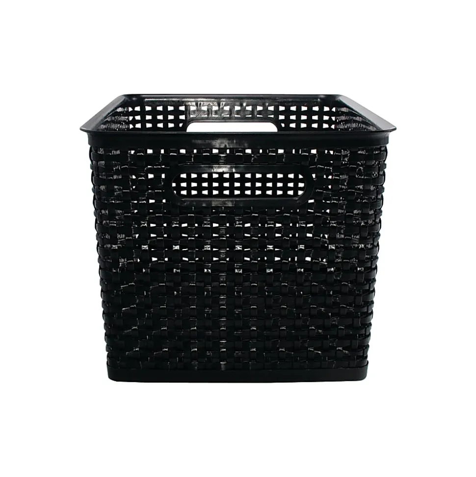 Realspace® Plastic Weave Bin, Large Size, Black