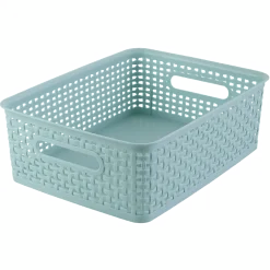 Realspace® Plastic Weave Bin, Medium Size, Blue