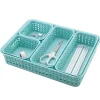 Realspace® Plastic Weave Bin Set, Assorted Sizes, Blue, Pack Of 5