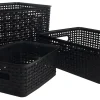 Realspace® Plastic Weave Bin, Small Size, 4" x 7 1/2" x 10", Black