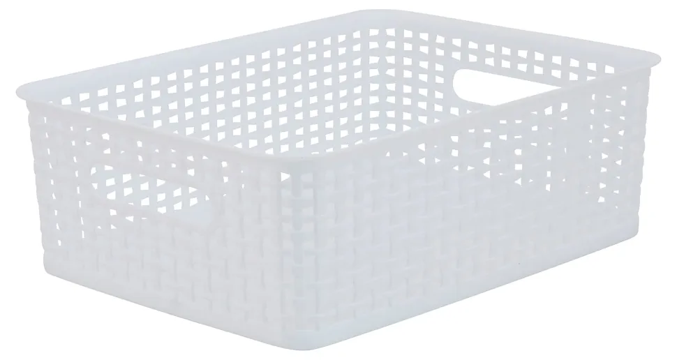 Realspace® Plastic Weave Bin, Small Size, White