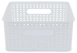 Realspace® Plastic Weave Bin, Small Size, White