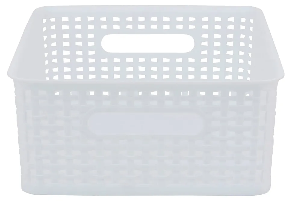 Realspace® Plastic Weave Bin, Small Size, White