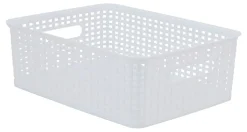 Realspace® Plastic Weave Bin, Small Size, White