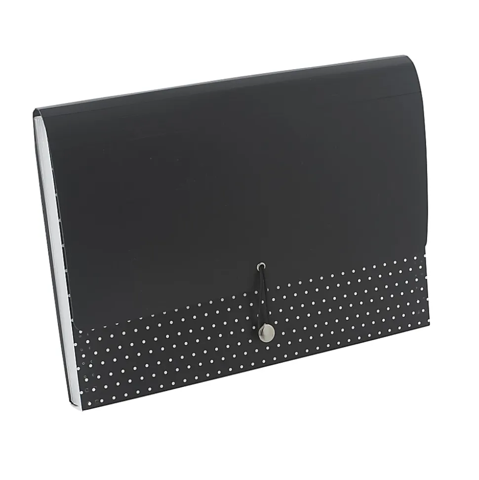 Realspace™ 13-Pocket Expanding File Case, 18" Expansion, Letter Size, Black/White