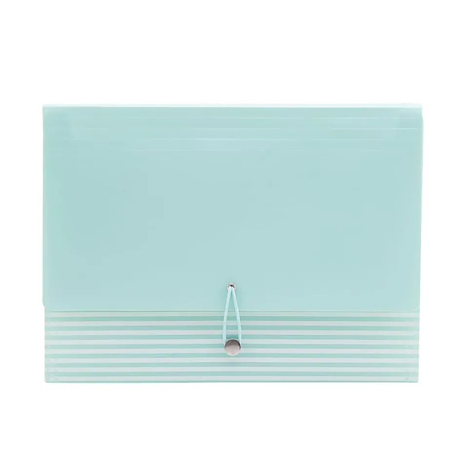 Realspace™ 13-Pocket Poly Expanding File Folder, Letter Size, 13" Expansion, Blue/White