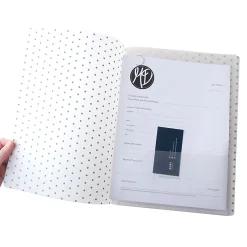 Realspace⢠Poly Expanding File Folder, 8-Pocket, Letter Size, 4" Expansion, White/Black Dots