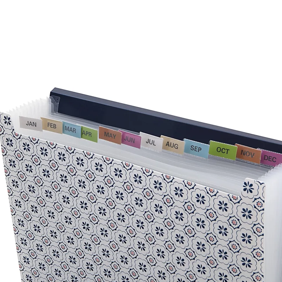 Realspace™ Poly File Folder, 13-Pocket, Letter Size, 9-1/2" Expansion, Navy