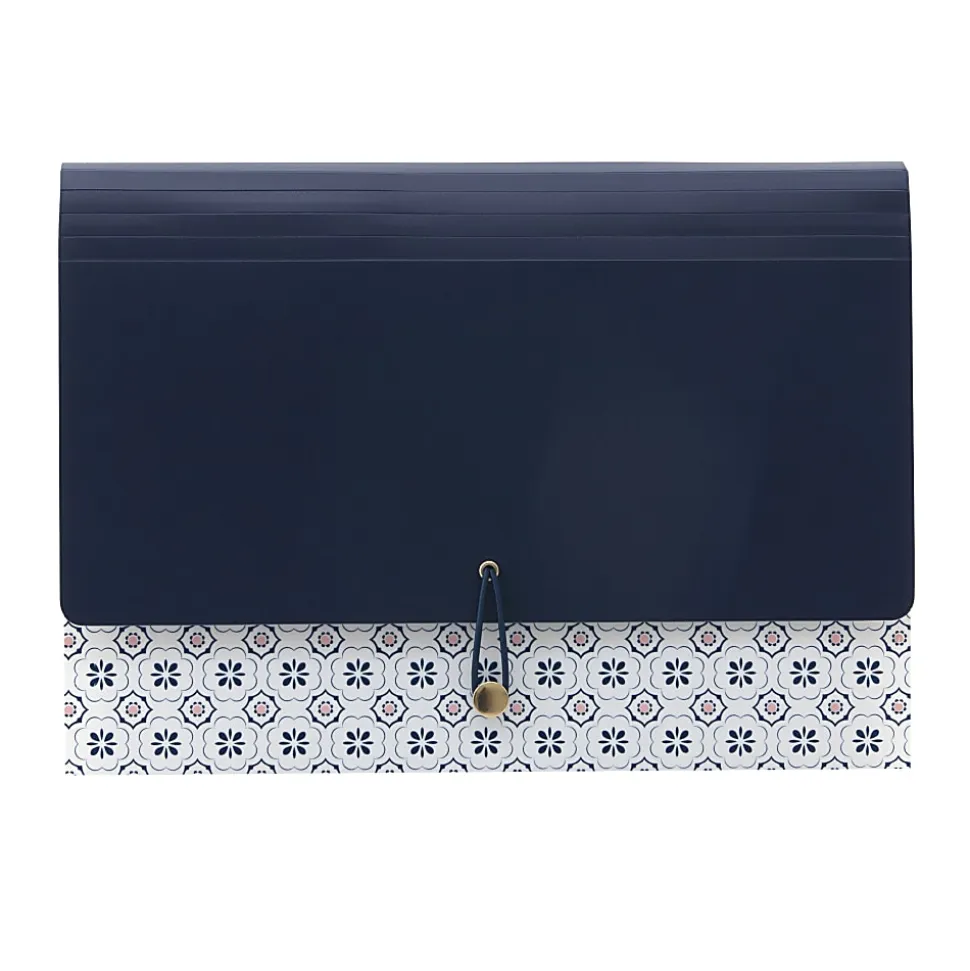 Realspace™ Poly File Folder, 13-Pocket, Letter Size, 9-1/2" Expansion, Navy