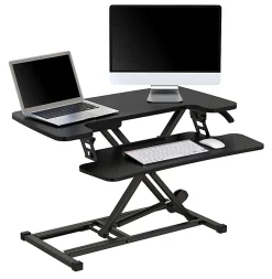 Realspace® P10 Pneumatic Standing Desk Riser Converter With Keyboard Tray, 20