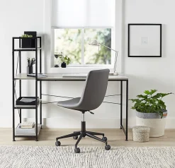Realspace® Praxley Faux Leather Low-Back Task Office Chair, Dark Gray, BIFMA Compliant