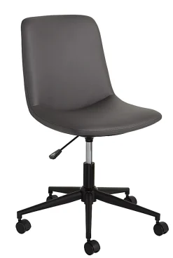 Realspace® Praxley Faux Leather Low-Back Task Office Chair, Dark Gray, BIFMA Compliant