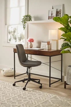 Realspace® Praxley Faux Leather Low-Back Task Office Chair, Dark Gray, BIFMA Compliant