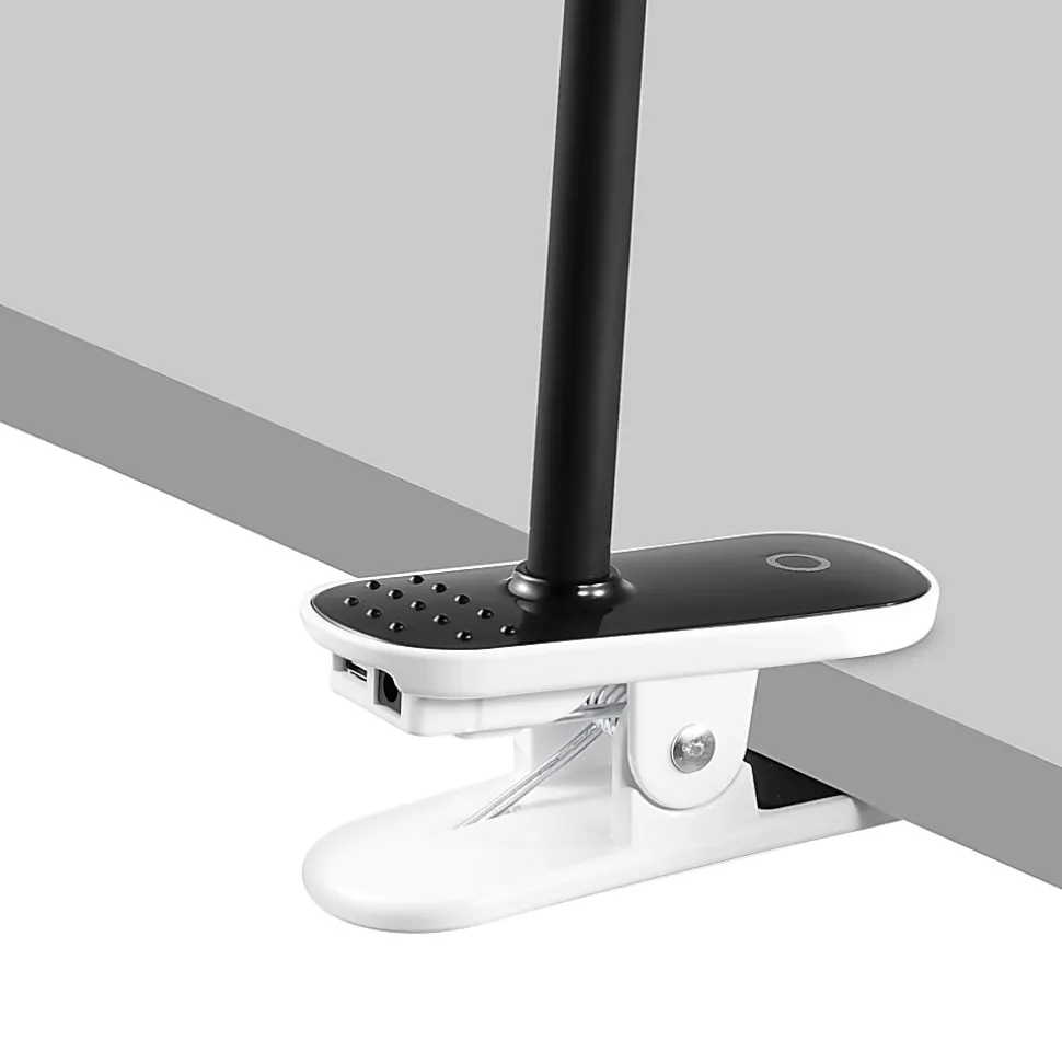Realspace™ Pressler LED Desk/Clip Combination Lamp with USB Charging Port, 17"H, Black