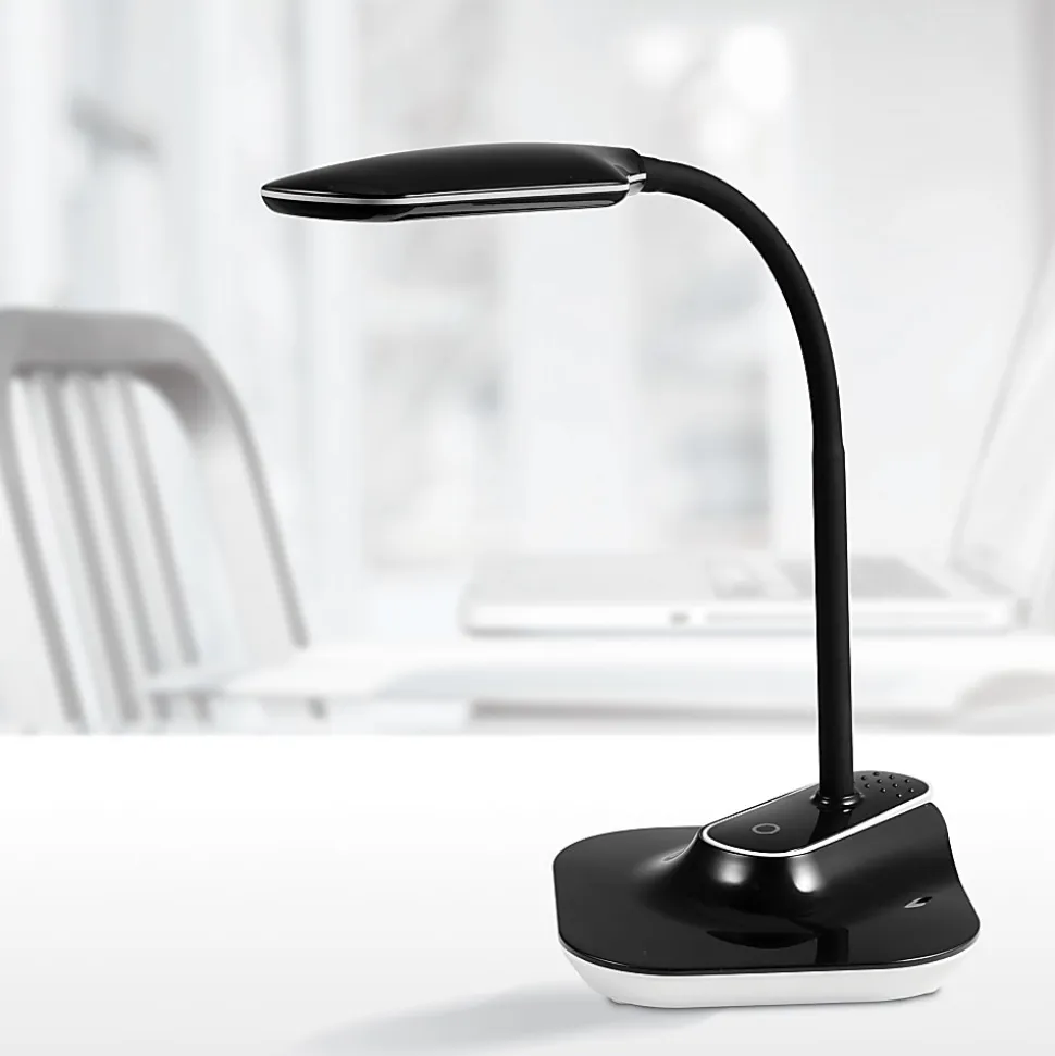 Realspace™ Pressler LED Desk/Clip Combination Lamp with USB Charging Port, 17"H, Black