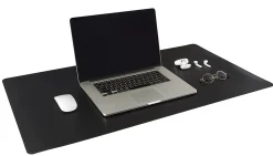 Realspace™ Reversible Desk Pad With Antimicrobial Treatment, 20" x 36", Black/Gray