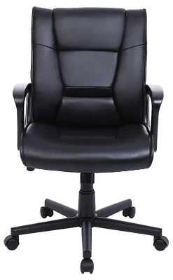 Realspace® Rezzi Vegan Leather Mid-Back Manager Office Chair, Black