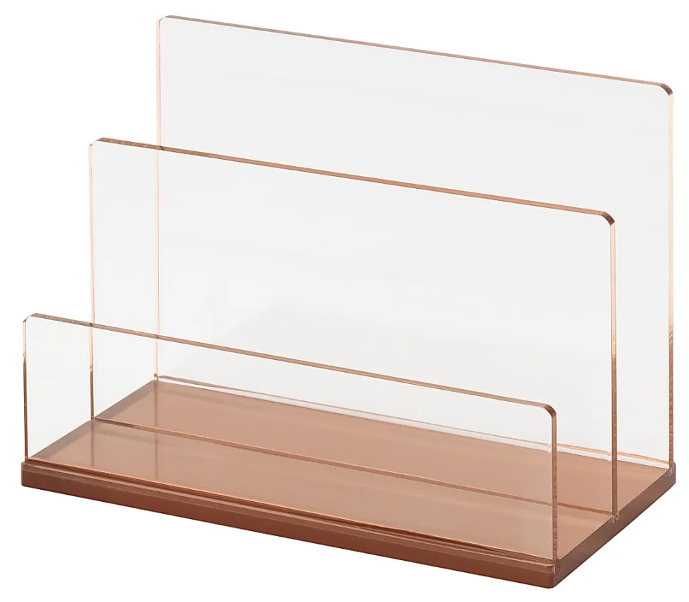 Realspace® Rose Gold Acrylic 2-Compartment Desk Sorter, Letter Size