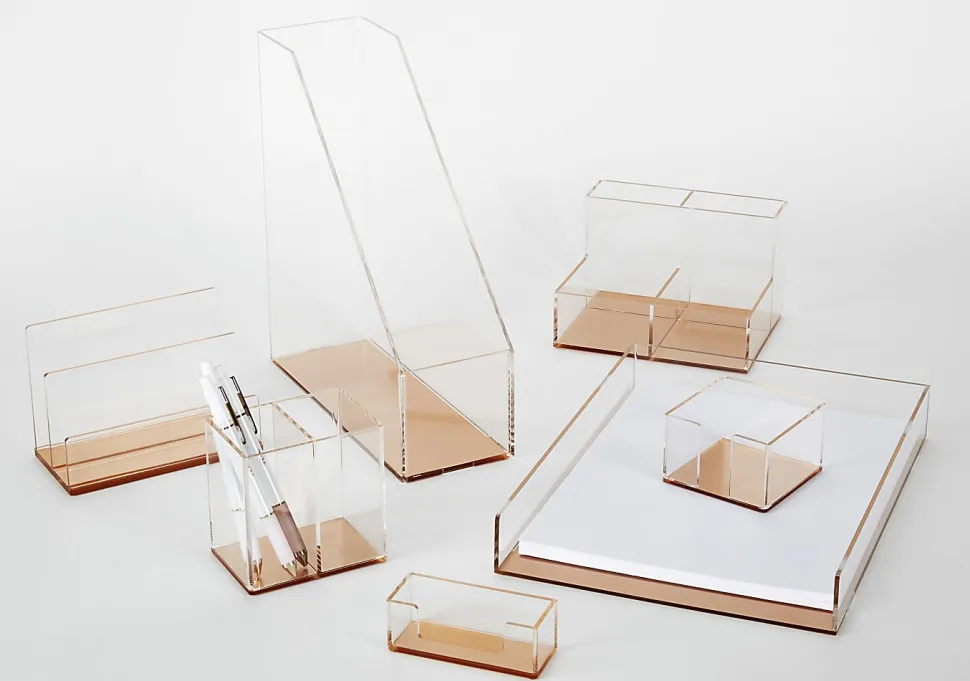 Realspace® Rose Gold Acrylic 2-Compartment Desk Sorter, Letter Size