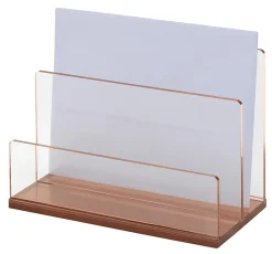 Realspace® Rose Gold Acrylic 2-Compartment Desk Sorter, Letter Size