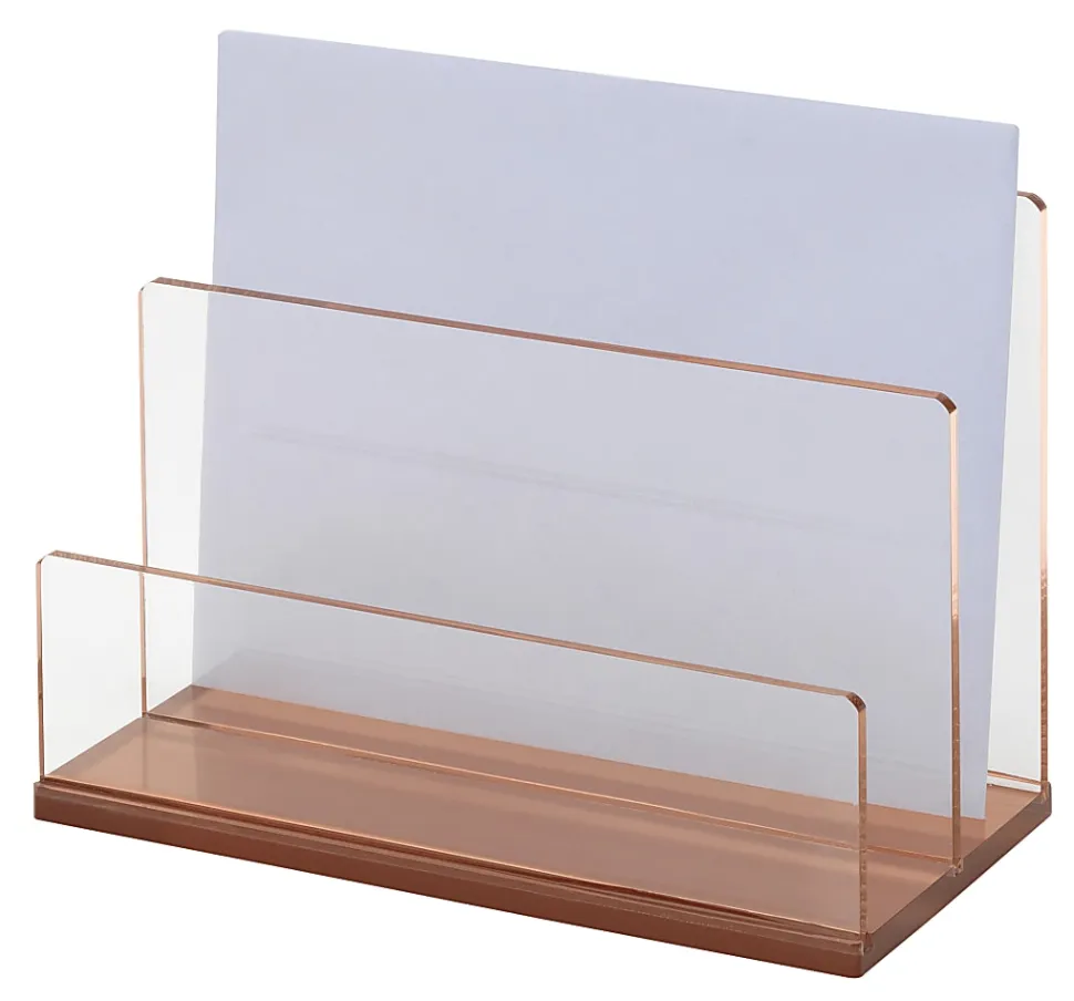 Realspace® Rose Gold Acrylic 2-Compartment Desk Sorter, Letter Size