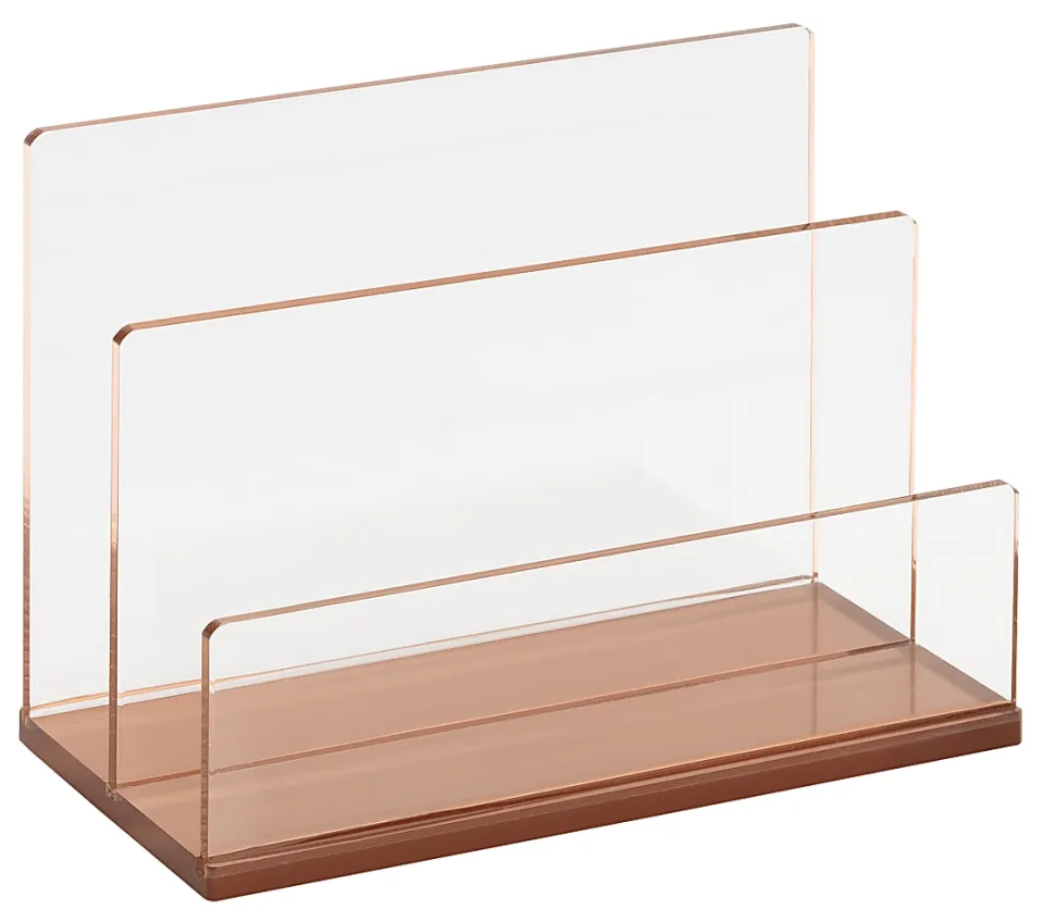 Realspace® Rose Gold Acrylic 2-Compartment Desk Sorter, Letter Size