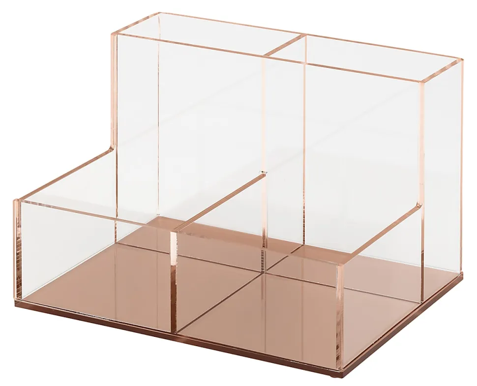Realspace® Rose Gold Acrylic 4-Compartment Desk Caddy