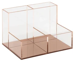Realspace® Rose Gold Acrylic 4-Compartment Desk Caddy