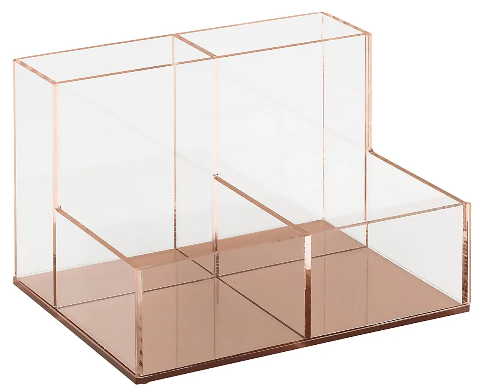 Realspace® Rose Gold Acrylic 4-Compartment Desk Caddy