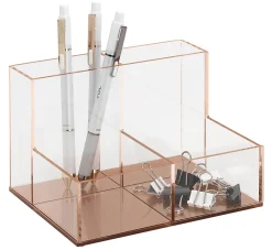 Realspace® Rose Gold Acrylic 4-Compartment Desk Caddy