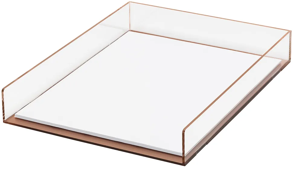 Realspace Rose Gold Acrylic Paper Tray, Letter Size