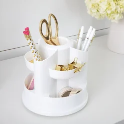 Realspace® Rotating Desktop Organizer, 8"H x 8"W x 7-3/4"D, White