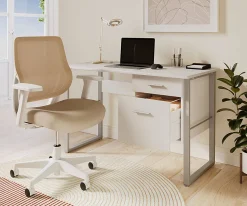 Realspace® Sensi Mesh/Fabric Low-Back Task Chair, Oatmeal/White, BIFMA Compliant