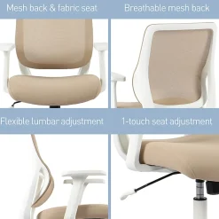 Realspace® Sensi Mesh/Fabric Low-Back Task Chair, Oatmeal/White, BIFMA Compliant