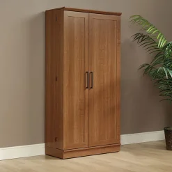 Realspace® 12-Shelf Storage Cabinet, 72"H x 36"W, Sienna Oak