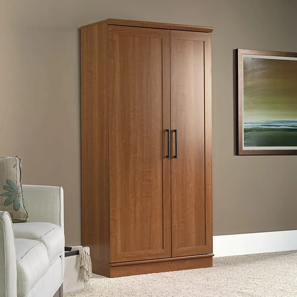 Realspace® 12-Shelf Storage Cabinet, 72"H x 36"W, Sienna Oak