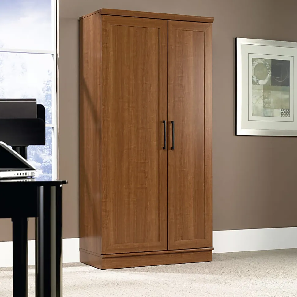 Realspace® 12-Shelf Storage Cabinet, 72"H x 36"W, Sienna Oak