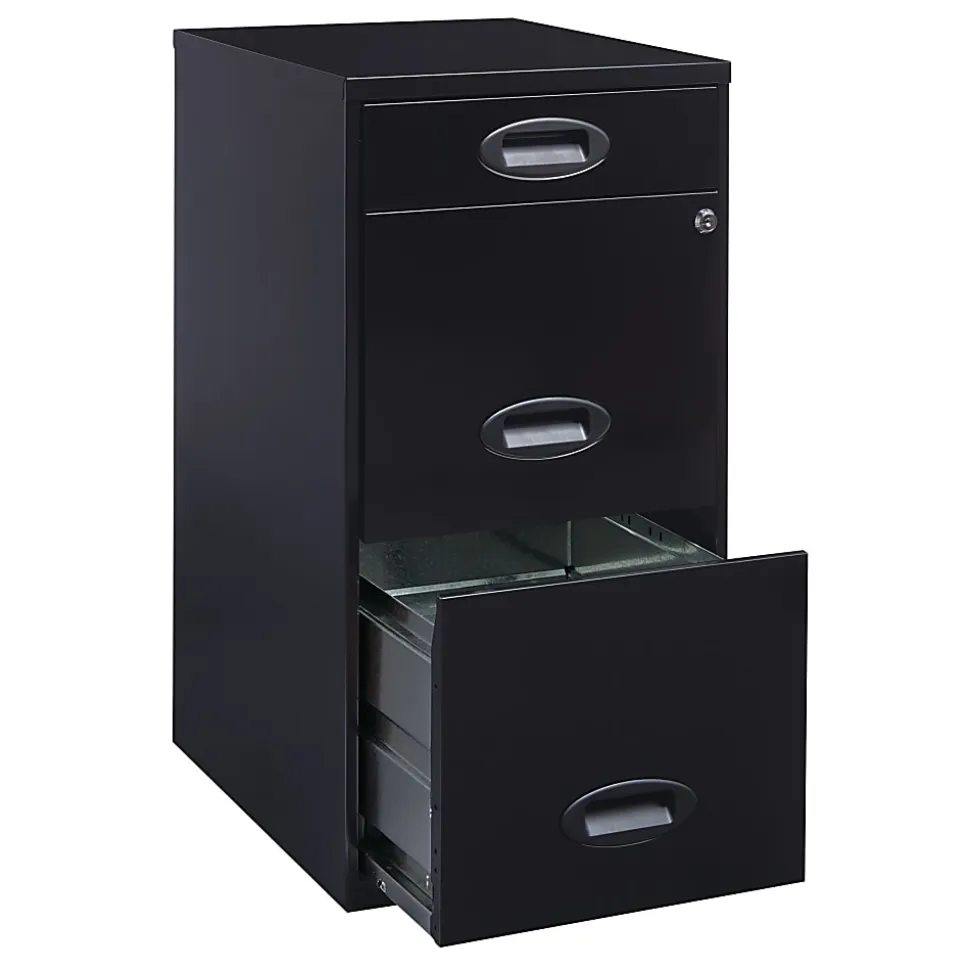 Realspace SOHO® 18"D 3-Drawer Organizer Vertical Letter-Size File Cabinet, Black