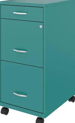 Realspace SOHO® Organizer 18"D Vertical 3-Drawer Mobile File Cabinet, Teal