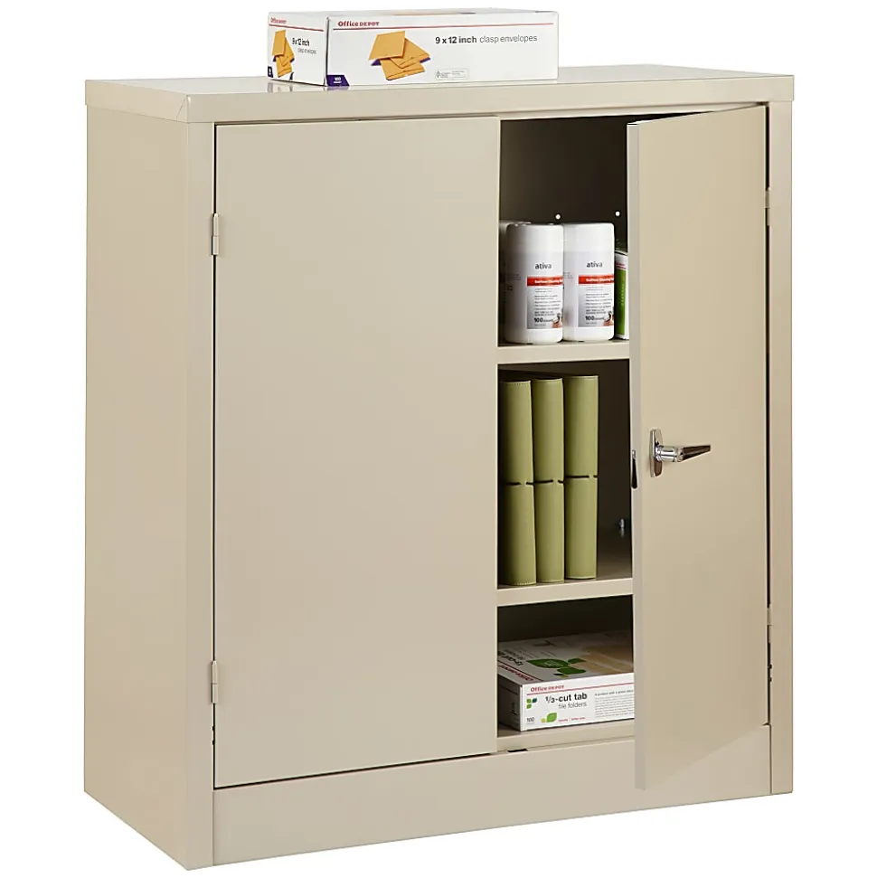 Realspace® Steel Storage Cabinet, 3 Shelves, 42"H x 36"W x 18"D, Putty