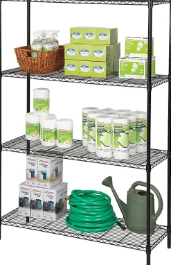 Realspace® Steel Wire Shelving, 4-Shelves, 72"H x 48"W x 18"D, Black