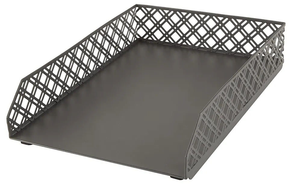 Realspace® Streya Cut-Metal Letter Tray, 2-5/8"H x 9-1/2"W x 13-1/2"D, Gray