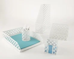 Realspace® Streya Cut-Metal Letter Sorter, 5-1/2"H x 6-7/8"W x 3-3/8"D, White